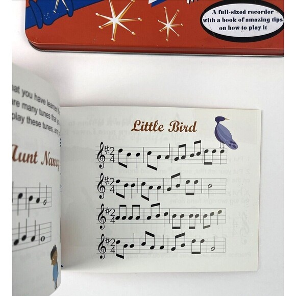 Learn To Play Recorder Book with Full Size Recorder  In Collectible Tin - Picture 8 of 11